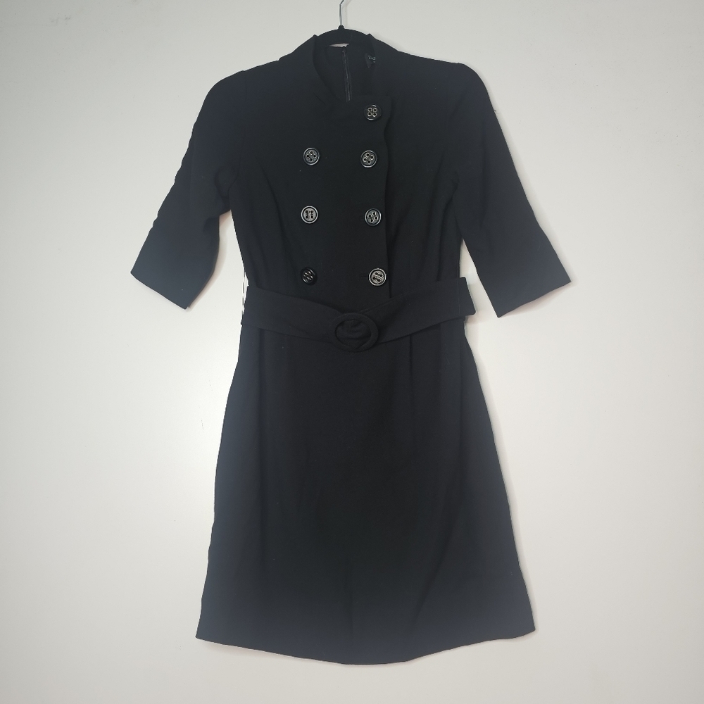 Dara Lamb Haute de Gamme Double Breasted Blazer Dress w/ Belt Black Size Small